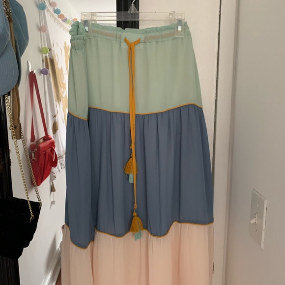 LOFT Skirts Loft Maxi Skirt Midi Dress Color Blocked Poshmark